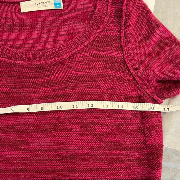 Sparrow Anthropologie Cranberry Marled Wool Blend Fit and Flare Sweater Dress M - Picture 11 of 12